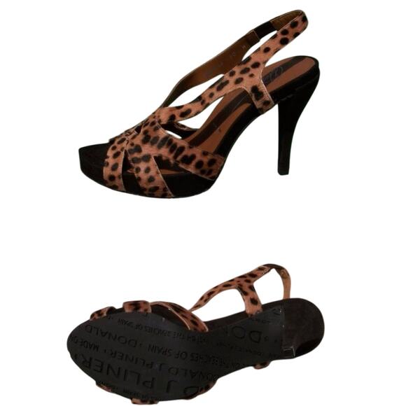 Donald Pliner Brown Hair Calf Animal Print Leather Shoe Slingback Suede $345 NIB - Picture 4 of 4